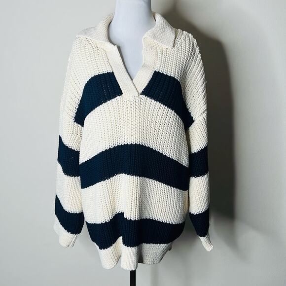 Zara Cream and Black Chunky Oversized Sweater - Picture 2 of 8